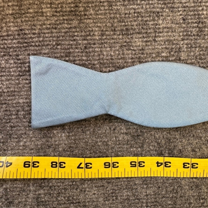 Tie Bar Mens Light Blue Silk Twill Self Tie Bow Tie Adjustable Stain Resistant — image 6 of 7